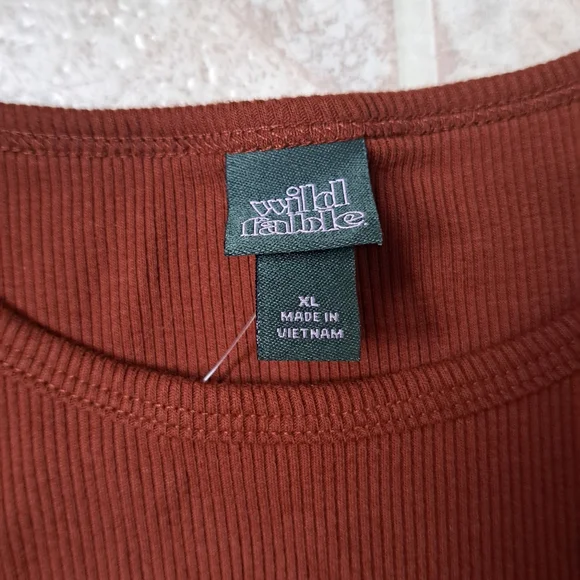 wild fable Short Sleeve Ribbed Tee in Rust - Picture 2 of 5